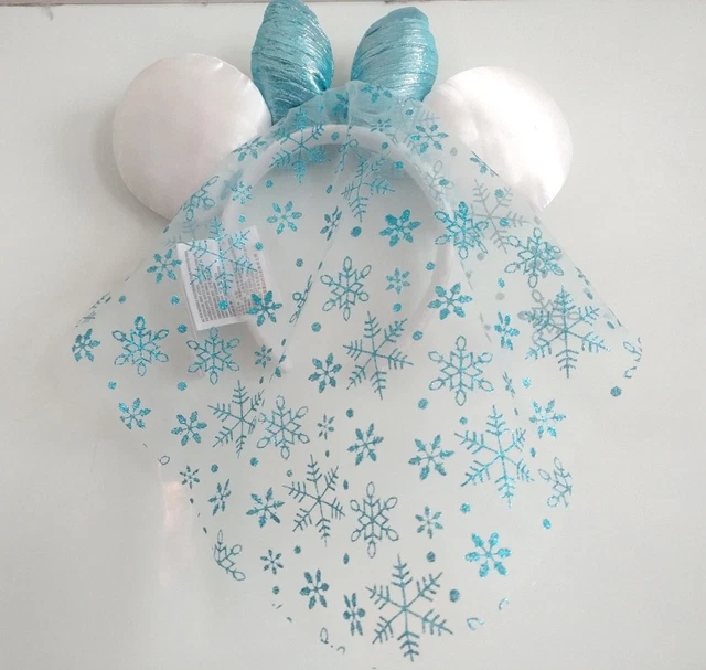 Blue Mouse Mask DISNEY 2026 ELSA Snowflake Limited Blue Minnie Mouse Ears Crystal ...