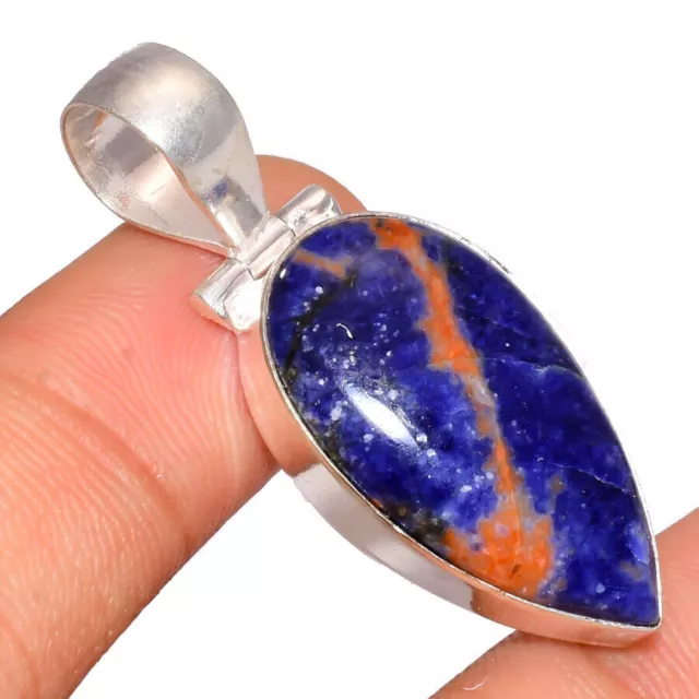 Natural Sodalite Gemstone Statement Women 925 Sterling Silver Pendant YU-7 3