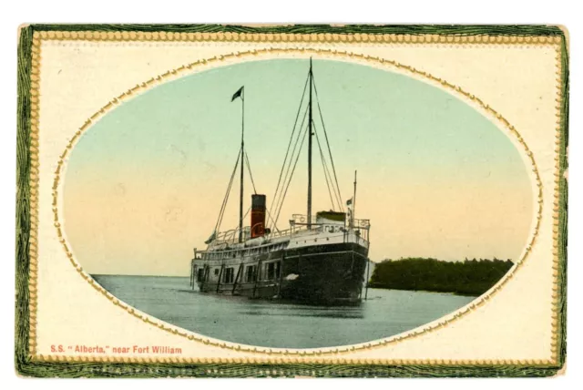 Lake Steamer S.S. Alberta FORT WILLIAM Ontario Canada 1912 Valentine Postcard