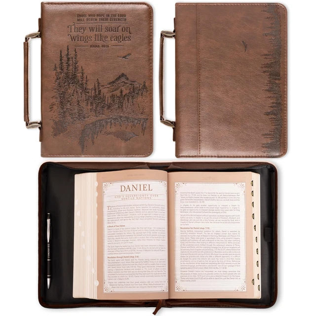 Christian Art Gifts Men's Classic Bible Cover On Wings Like Eagles Mountain