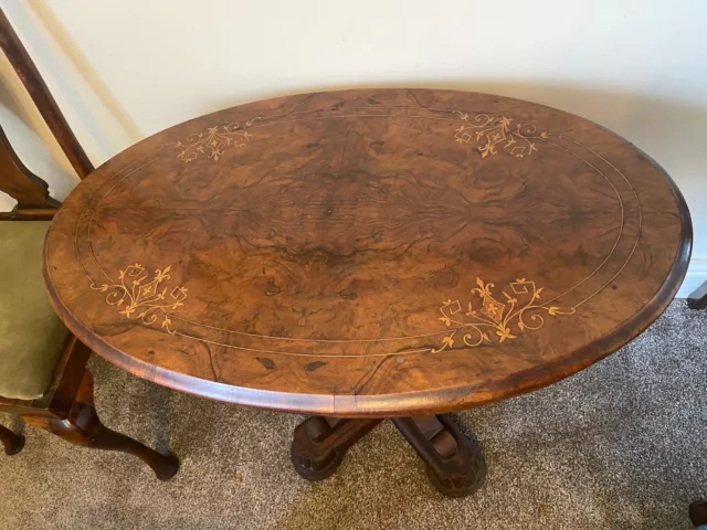 Mahogany Inlaid oval Pedistal side table