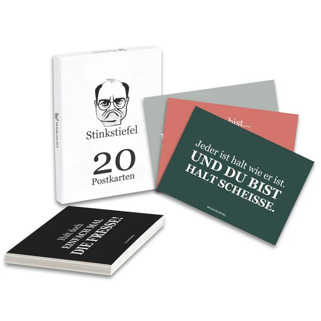 20 X STINKSTIEFEL PostkartenSet Lustig Witzige Karten Gemeine Sprüche