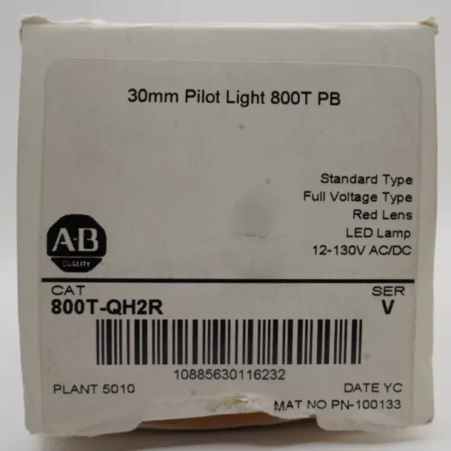  Allen-Bradley 30mm Pilot Light  800T PB RED LED 800T-QH2R FREE SHIPPING 