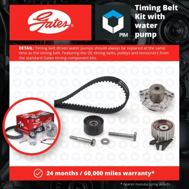Timing Belt & Water Pump Kit fits SAAB 9-3 YS3F 1.9D 04 to 15 Set Gates Quality