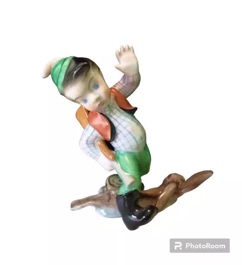 Herend Boy With Rabbit hand-painted Vintage Porcelain Figurine