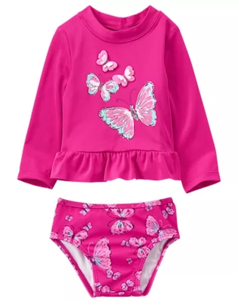 NWT Gymboree Girls Rash Guard Set Swimsuit Toddler Butterfly many sizes