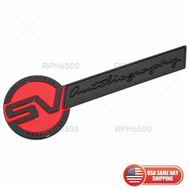 Range Rover Autobiography Rear Emblem LAND ROVER SV Autobiography Special Vehicle Operations Black Logo Badge ...