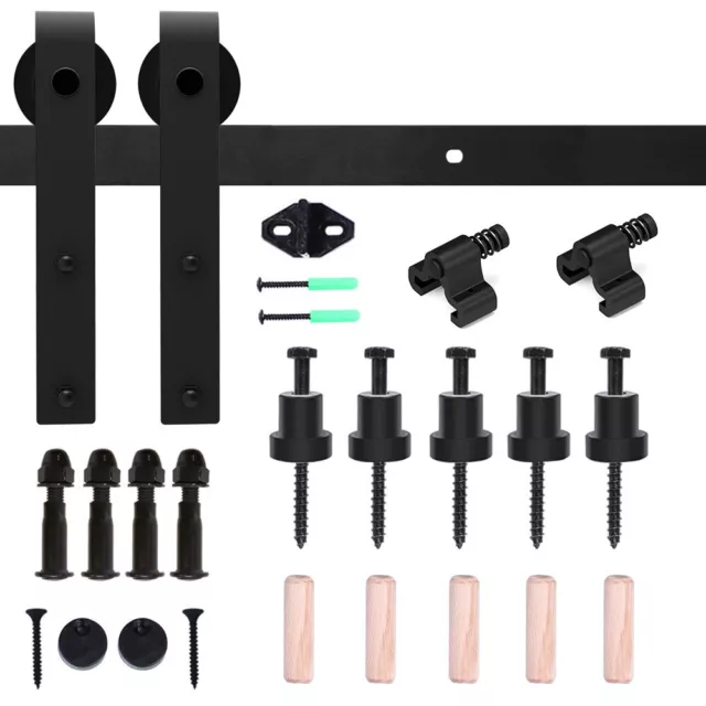 Sliding Barn Door Hardware Kit 6.6FT Modern Closet Hang Style Track Rail Black 7