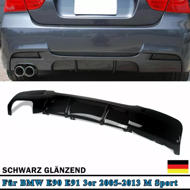 Heckdiffusor Doppelrohr M Performance Schwarz Glanz für BMW 3er E90 E91 05-12 DE