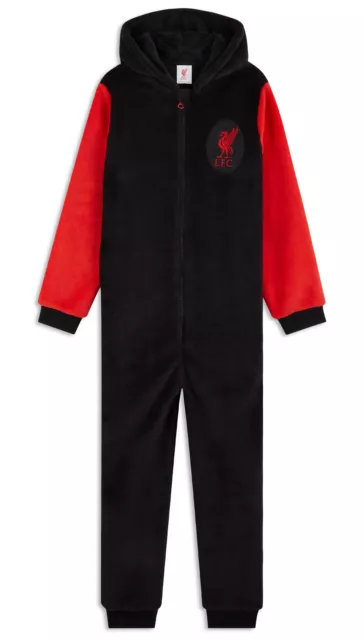 Liverpool F.C. Boys All in One Fleece Pyjamas, Super Soft Hooded Sleepsuit