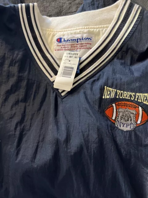 Vintage-Rare Find NWT Champion NYPD Football New Yorks Finest Nylon Pull Over XL