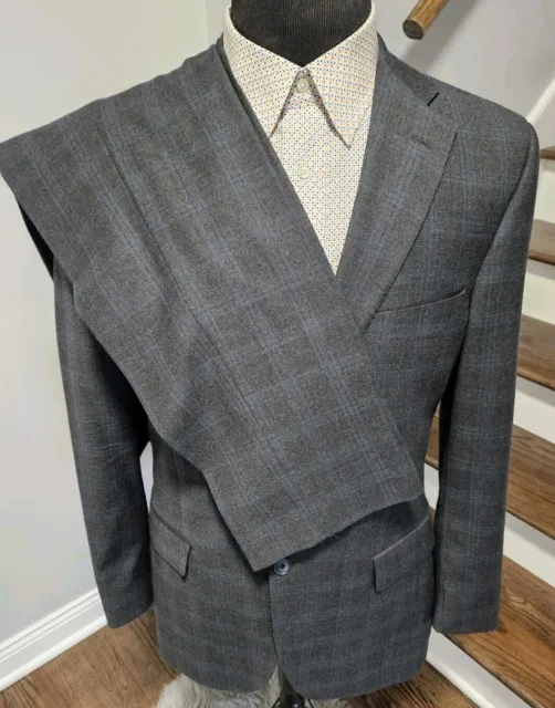 Luigi Bianchi Mantova Multicolor Windowpane Two-Piece Suit Size 42R Pants 32×30