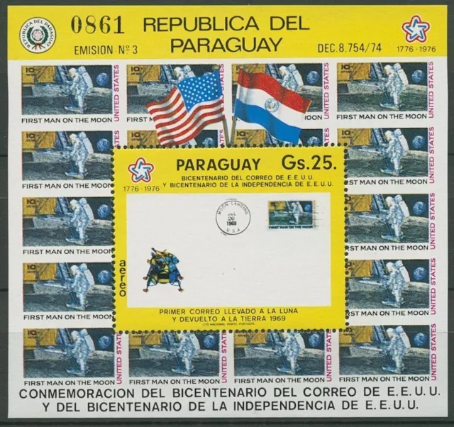 Paraguay 1976 200 J. amerikanische Post Mondbrief Block 279 postfrisch (C18789)