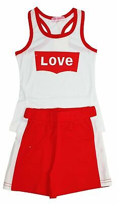 Girls Kids Summer Holiday Shorts & Vest Top 2 Piece Set Outfit Ages 4-14 Years