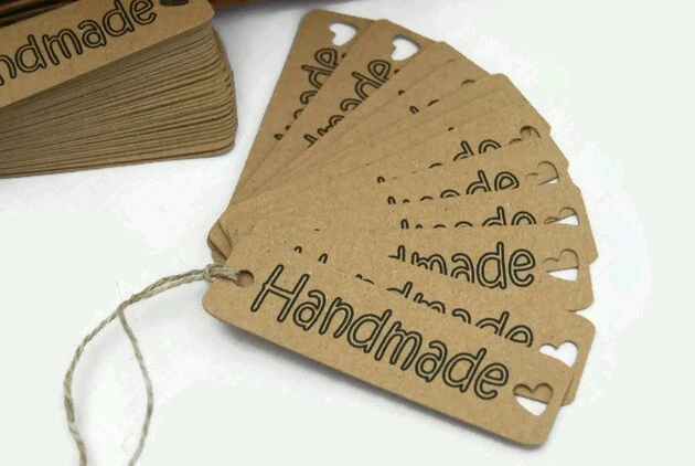 x50 'Handmade' labels gift tags for sewing,knitting,jewellery,crafting