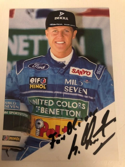 MICHAEL SCHUMACHER AUTOGRAMM Karte autograph signed F1 Champ Benetton