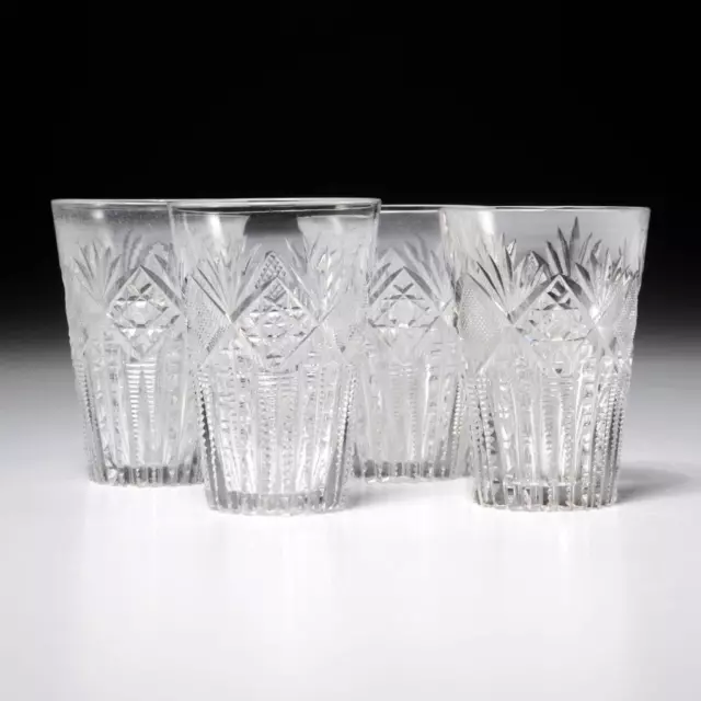 O F Egginton ABP American Brilliant Period Cut Small Juice Glasses 4pc Set 3.5"