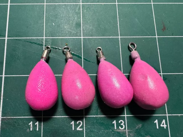 PEAR SHAPE BASS GLOW WEIGHTS 1.5oz X PINK GLOW IN THE DARK UV ACTIVATED