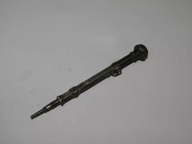 Ancien Porte Mine En Argent Massif Avec Cachet Sceau