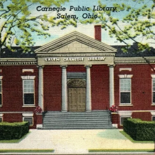 Vintage Carnegie Public Library Salem, Ohio Elks Temple Postcard P182