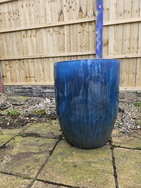 EXTRA LARGE BLUE Glazed Tree Planter Garden Pot Approx 70cm tall £40.00 ...