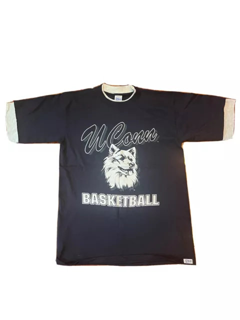 Vintage UConn Basketball T-Shirt - Salem Sportswear (L)