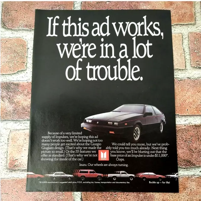 1984 Isuzu Impulse black coupe Classic Giorgio Giugiaro design $11k Vtg PRINT AD