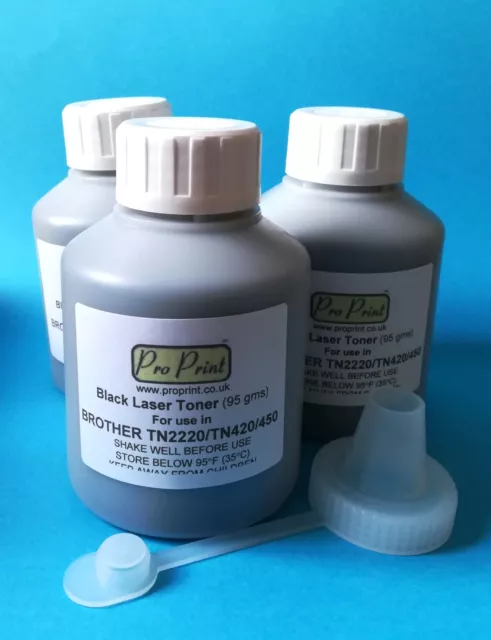 Toner Refil for Brother TN2220 l 3 Bottle Multi-pack.