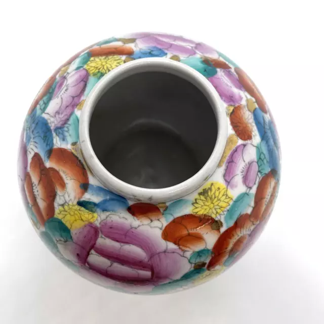 Chinesische orientalische Keramik Blumen Ingwer Glas Urne Topf Ornament Sammler Dekor 8