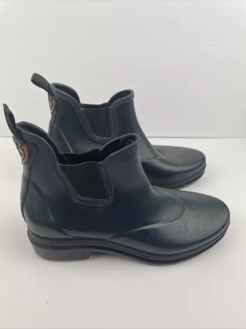 Womens Ariat Green Rain Rubber Ankle Boots Pull-On Elastic Panel Size 7.5