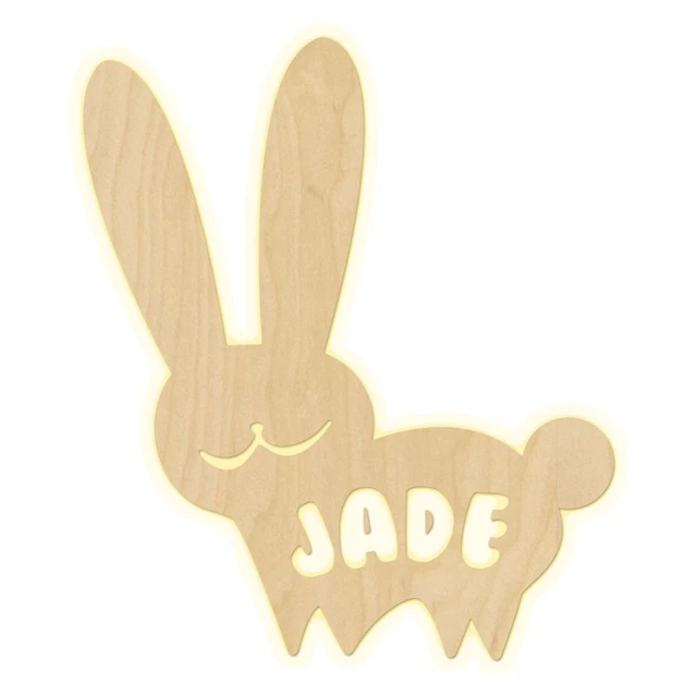 Wandlampe mit Namen aus Holz Bunny LED für Baby Jungs Mädchen Geschenk
