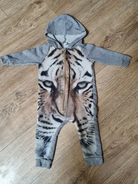 RRP £62 Popupshop Romper Tiger Photographic Print (Used - See Listing*) 3-6M