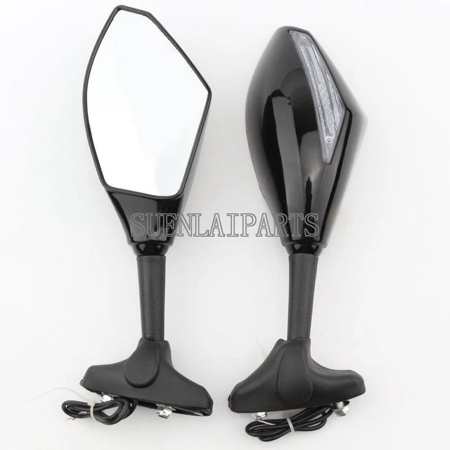 Rearview Side Mirrors LED Turn Signals For Kawasaki ZX6R ZX636 ZX6RR 2001-2004
