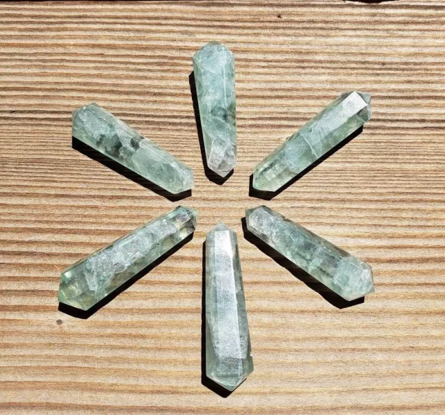 Natural Green Fluorite Double Terminated Gemstone Crystal Pencil Point (One)