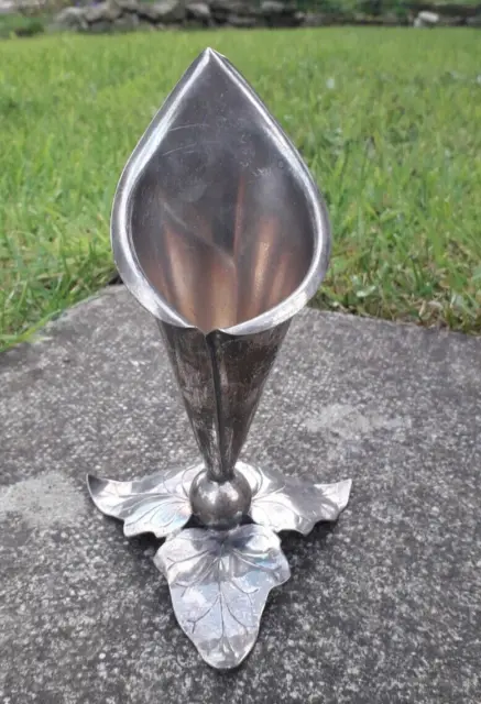 EPNS Silver Plate Spill Vase Leaf Leaves Base Scandinavian?