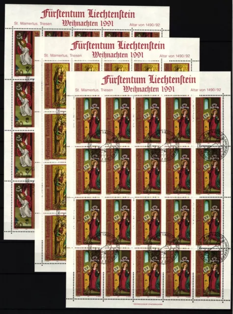 Set di piccoli archi timbrati Liechtenstein 1027-1029 con timbro primo giorno #IH985