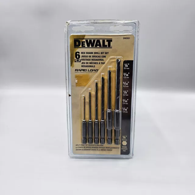 Dewalt Hex Shank Drill Bits Set Of 6 DW2551 New