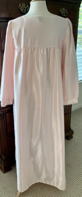 Vtg Satin Lord & Taylor Nightgown Medium Large Long Victorian Pink Eve Stillman