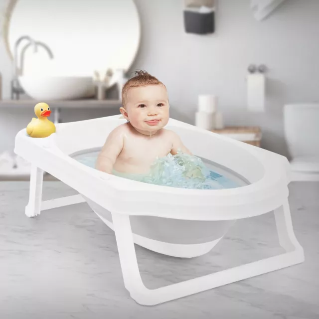 Baignoire bébé pliable portable écoulement d'eau pieds antidérapant 80x46x24 cm