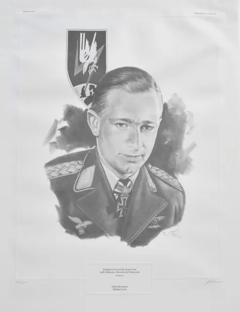 Oberstleutnant Helmut Lent Limited Edition 147/500 Sketch Print Signed by Artist
