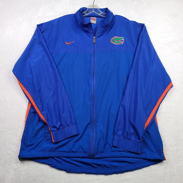 NIKE Vintage Florida Gators Blue Windbreaker XXL Hooded Vented Swoosh Full ZIP