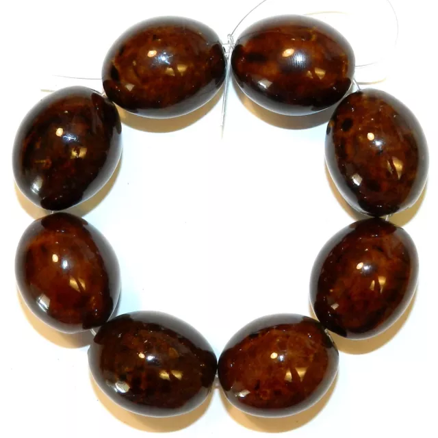 CPC247 Dark Brown Multi-Tone 26mm Tapered Oval Barrel Porcelain Beads 8"