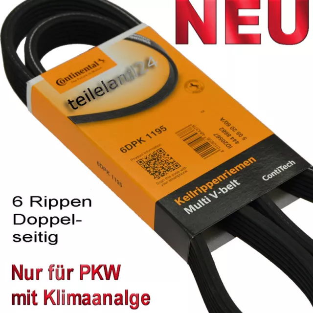 Contitech 6DPK1195 Keilrippenriemen für Audi A3  1,8T 1,9TDi  Nur mit Klima