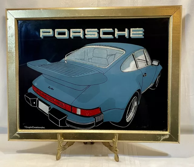 Vintage Graphic Creations Inc. Porsche Turbo 911 Man Cave Glass Wall Art 1983