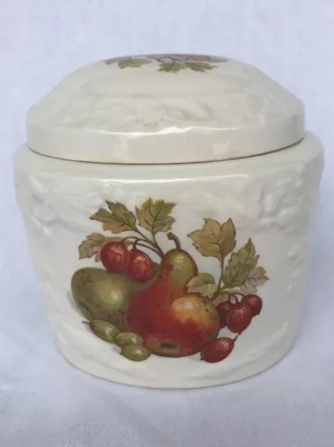 Vintage MASON'S Ironstone - Oval Jar/Crock with Lid - Pears and Gooseberries