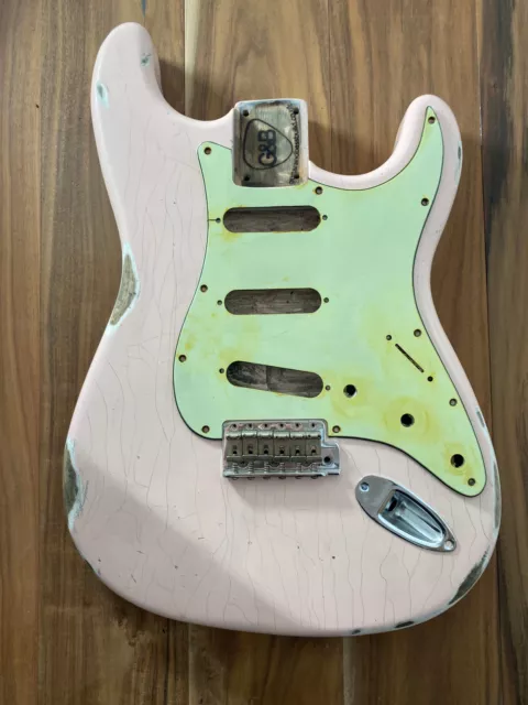 TrueTone Strat Relic Stratocaster Body, Aged Nitro Shell Pink