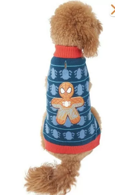Marvel Spiderman Gingerbread Dog and Cat Sweater XSmall New