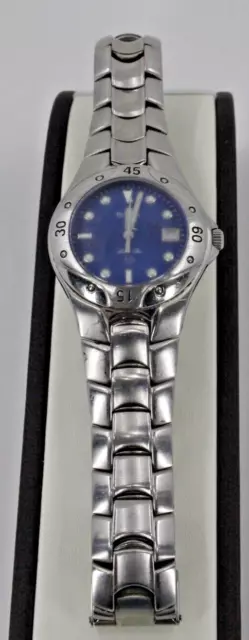 Bulova Quartz Blue Face Ladies 100m Watch Stainless Steel Case Water Resistant