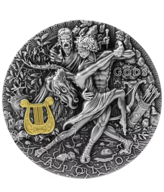 2019 Niue -Greek Gods -Apollo- God of the Sun Silver Coin 2oz COA BOX