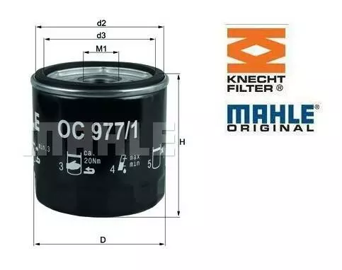 MAHLE OC 977/1  Oil Filter for AUDI,Skoda, SEAT, VW 04E115561